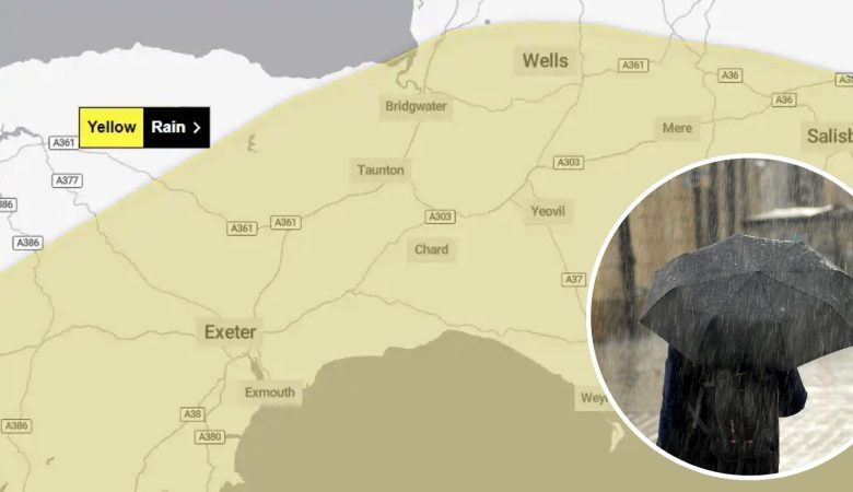 A yellow weather warning is in place for Somerset on Thursday. Picture: Met Office