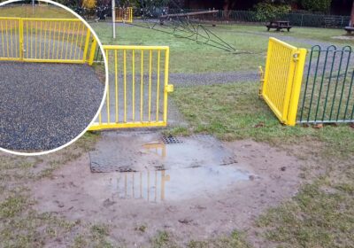 The entrance to Collett Park play area has been improved thanks to the Tesco blue chip scheme. Pictures: Shepton Mallet Town Council