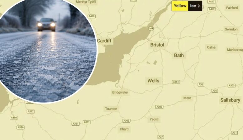 Somerset is facing icy conditions - with snow possible on hills. Picture: Met Office
