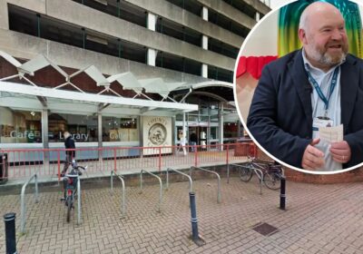 Cllr Bill Revans was among guests at the 30th anniversary celebrations at Taunton Library. Pictures: Google/Somerset Council