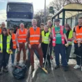 The community clean-up team, including MP Gideon Amos, on the A38 between Taunton and Wellington