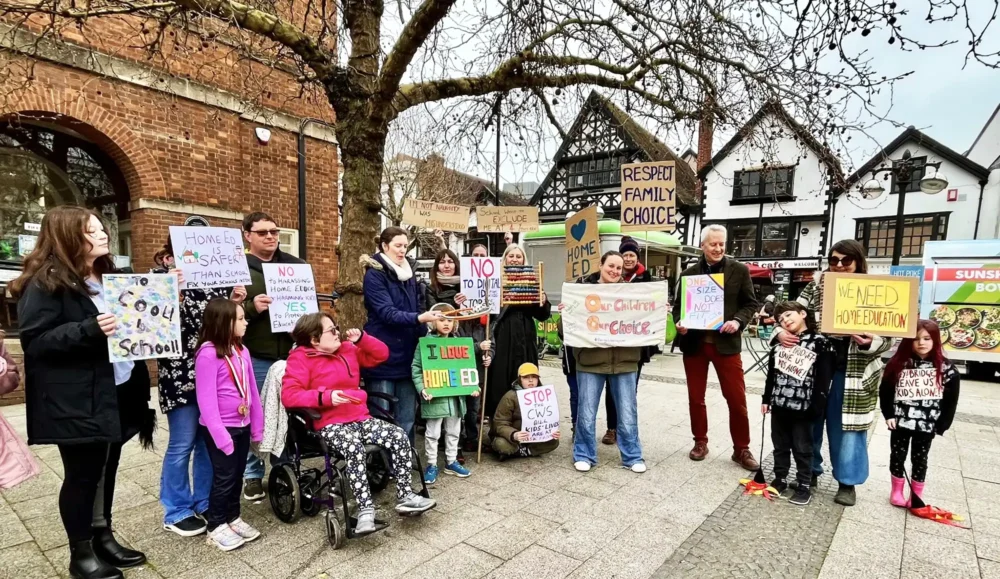Home-educators gathered in Taunton to protest the proposed changes to education laws