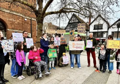 Home-educators gathered in Taunton to protest the proposed changes to education laws
