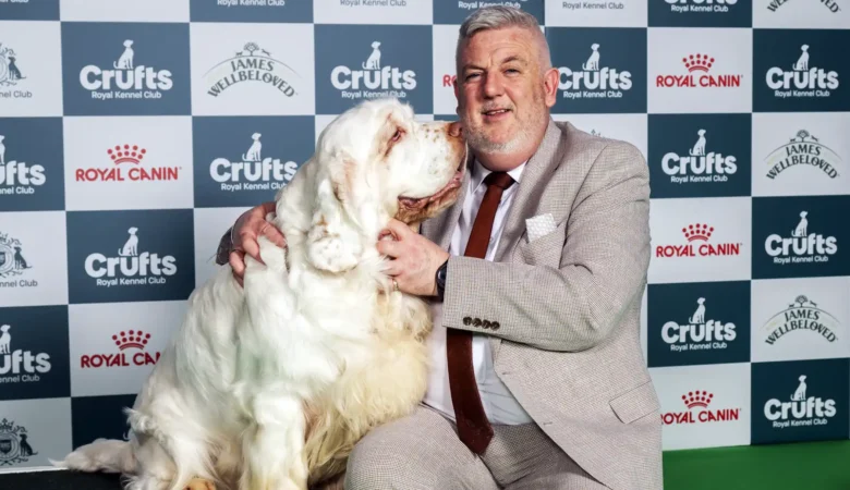 Lee Cox with the Crufts 2026 best in show, Bruin. Picture: Crufts