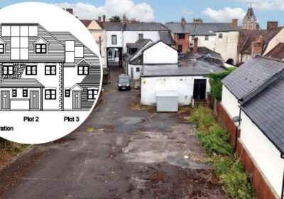 The site, a former car park behind The Bear Inn, in Wincanton, has permission for three homes. Pictures: Right Move/Allen Heritage
