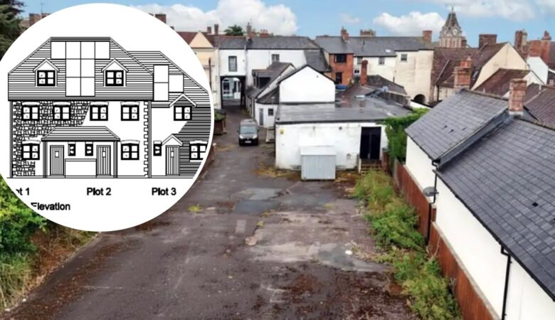 The site, a former car park behind The Bear Inn, in Wincanton, has permission for three homes. Pictures: Right Move/Allen Heritage