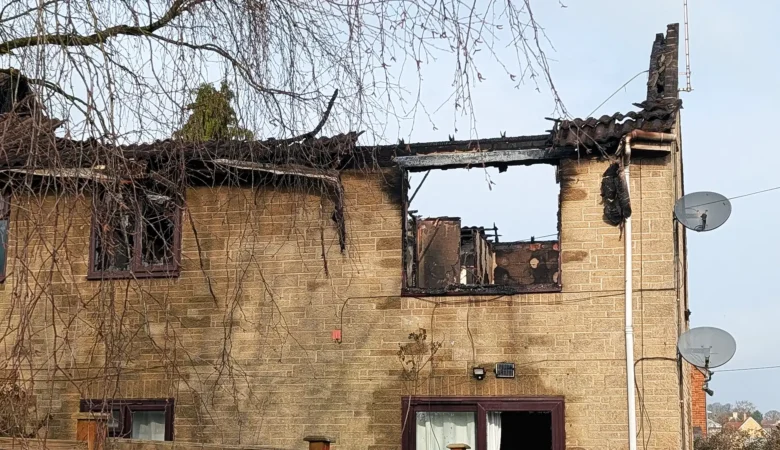 The flat, in Moor Lane, Wincanton, was "completely destroyed" by the blaze. Picture: Paul Jones/Somerset Leveller